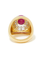 18K YG Lady Ruby and Diamonds Chevaliere Pompadour Ring:Yellow Gold:51